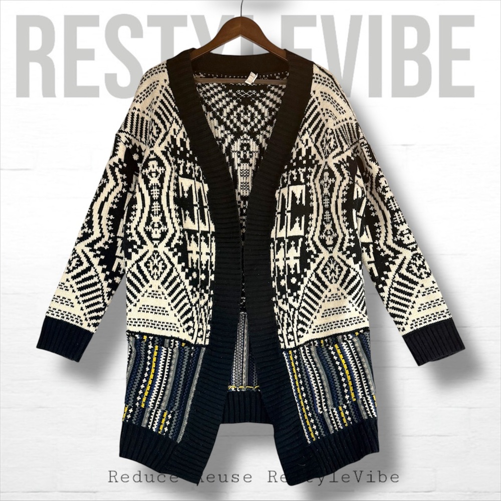 FREEWAY Women’s Size S Sweater Cardigan Tunic Length Open Front ANTHROPOLOGIE